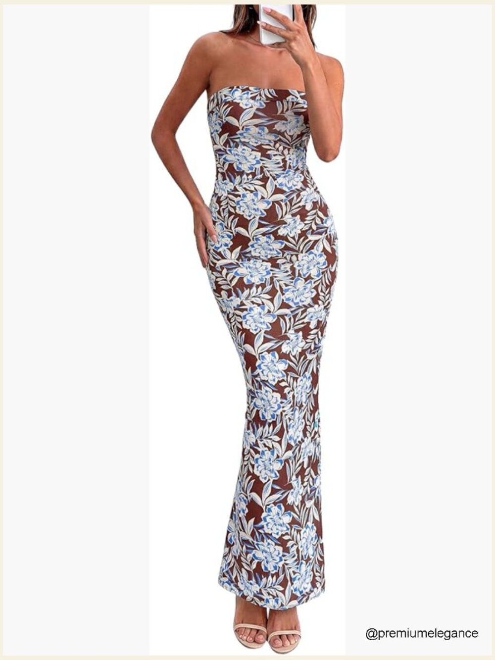 Strapless Tube Maxi Dress Bodycon Floral Summer Beach Vacation